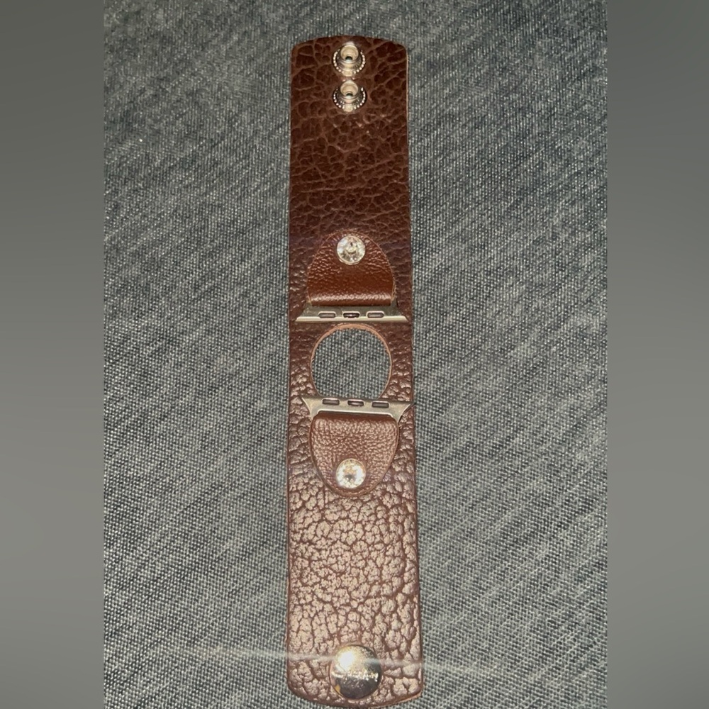 Brown bison leather cuff Apple Watch band